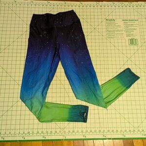 Galaxy Ombre High-Rise Leggings in Blue & Green